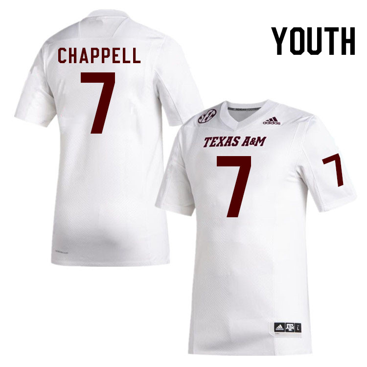 Youth #7 Tyreek Chappell Texas A&M Aggies College Football Jerseys Stitched Sale-White - Click Image to Close